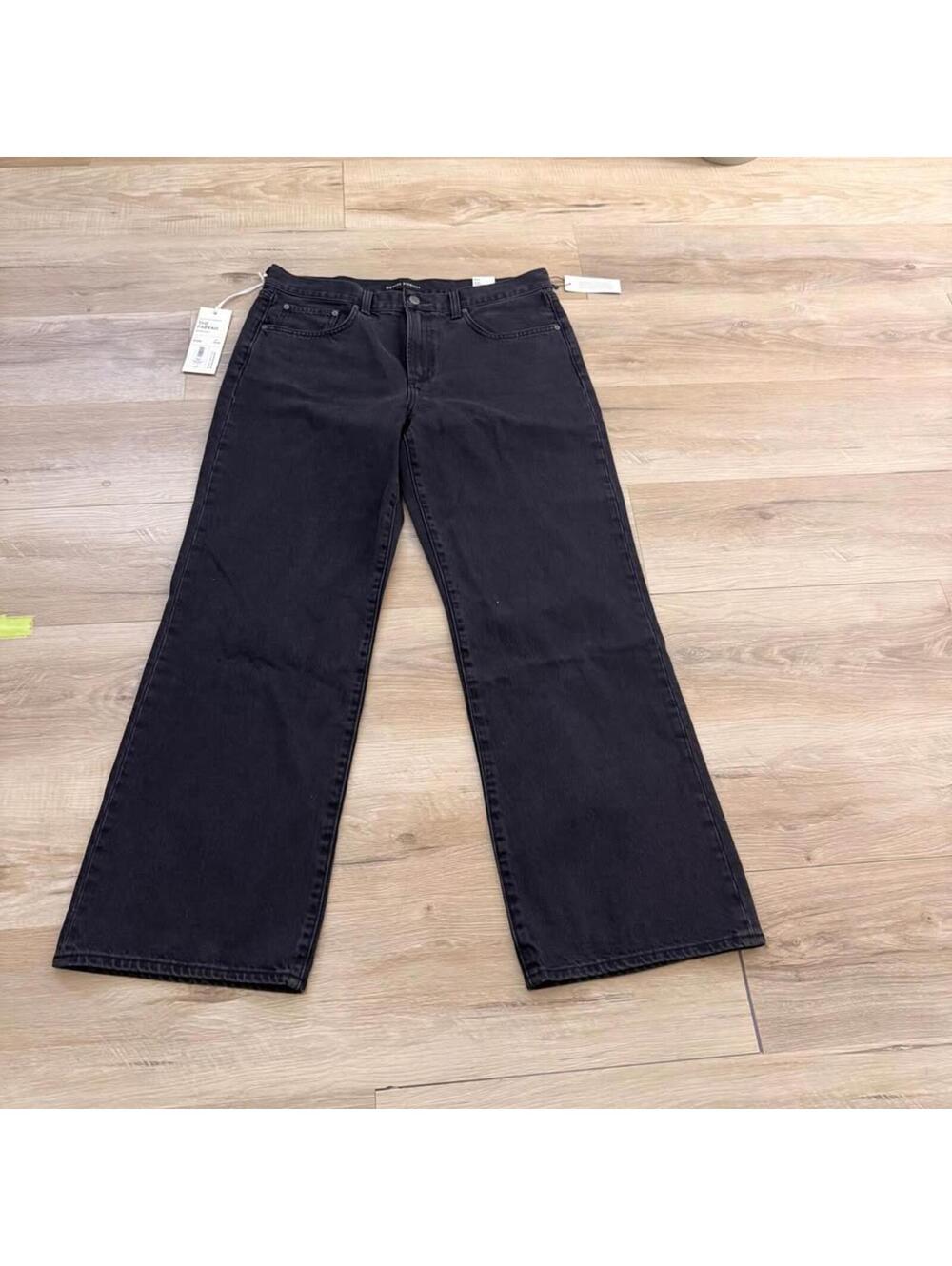 Denim Forum NWT The Farrah Lo-Rise Wide Jeans Black Women's 31W
